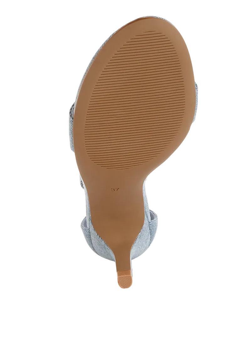 Ozula Denim Kitten Heel Sandals by London Rag