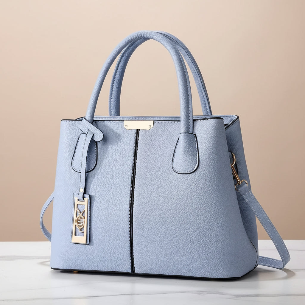 Women's PU Leather Tote Handbag – Zipper Closure Everyday Purse | 5 Colors Sky Blue
