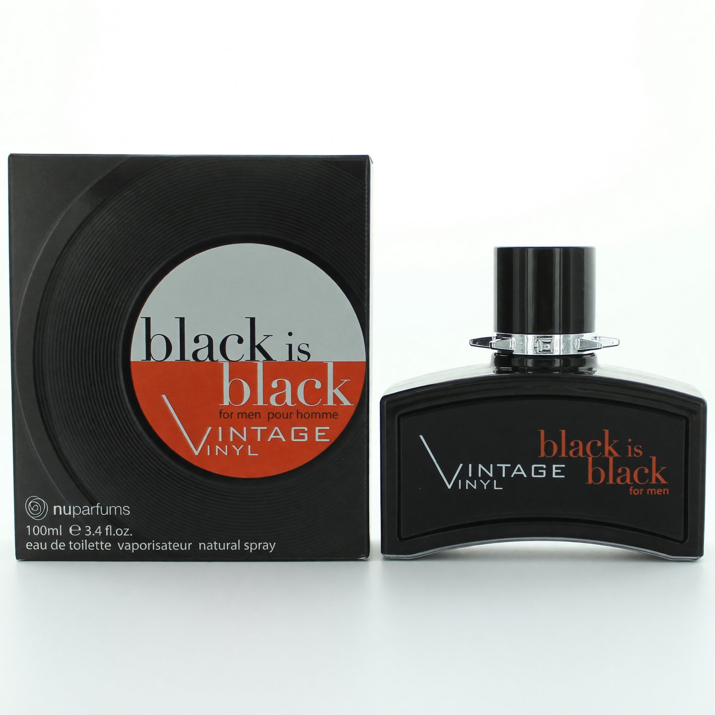 Black is Black Vintage Vinyl by NuParfums, 3.4 oz EDT Spray for Men by nuparfums