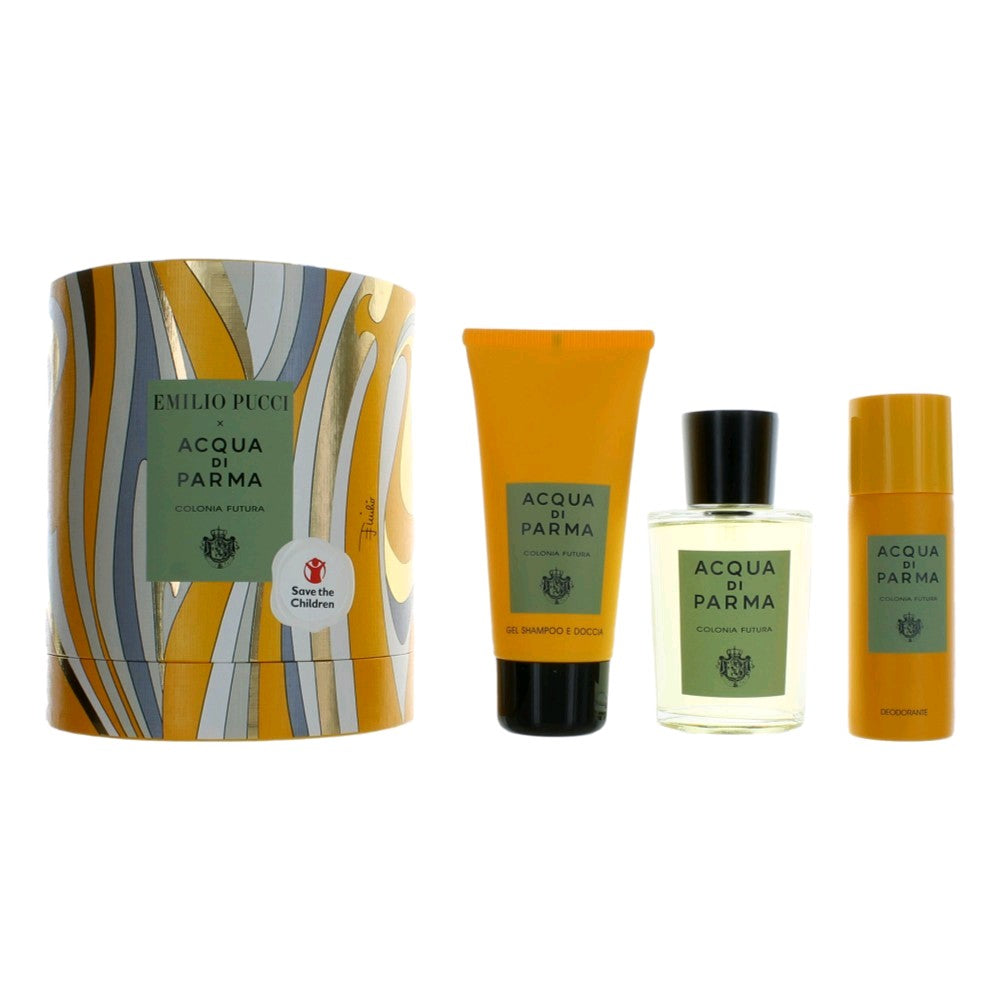 Acqua Di Parma x Emilio Pucci Colonia Futura, 3 Piece Gift Set for Unisex by Acqua Di Parma