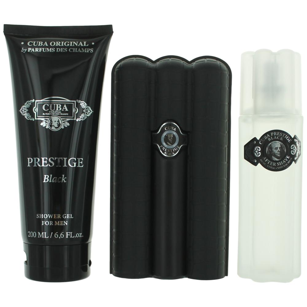 Cuba Prestige Black by Cuba, 3 Piece Gift Set for Men by Cuba