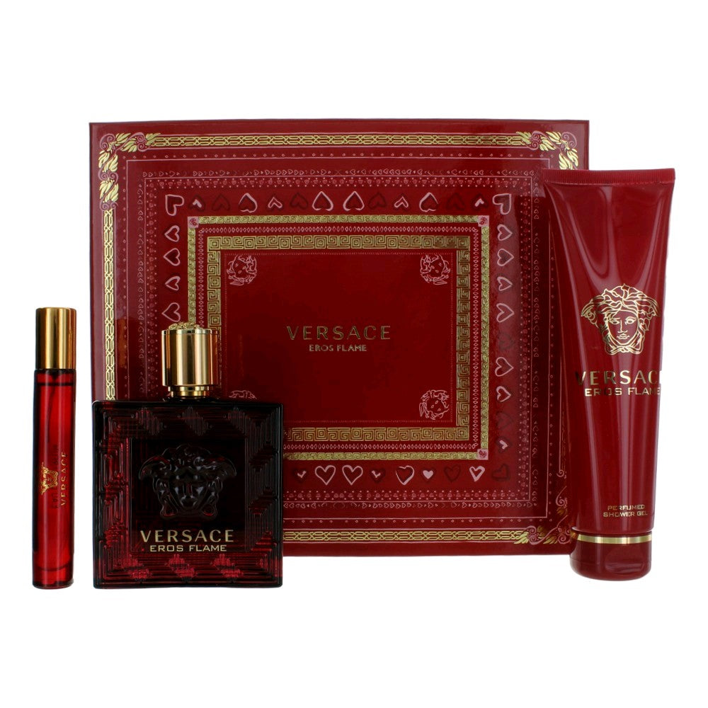 Eros Flame by Versace, 3 Piece Gift Set for Men by Versace