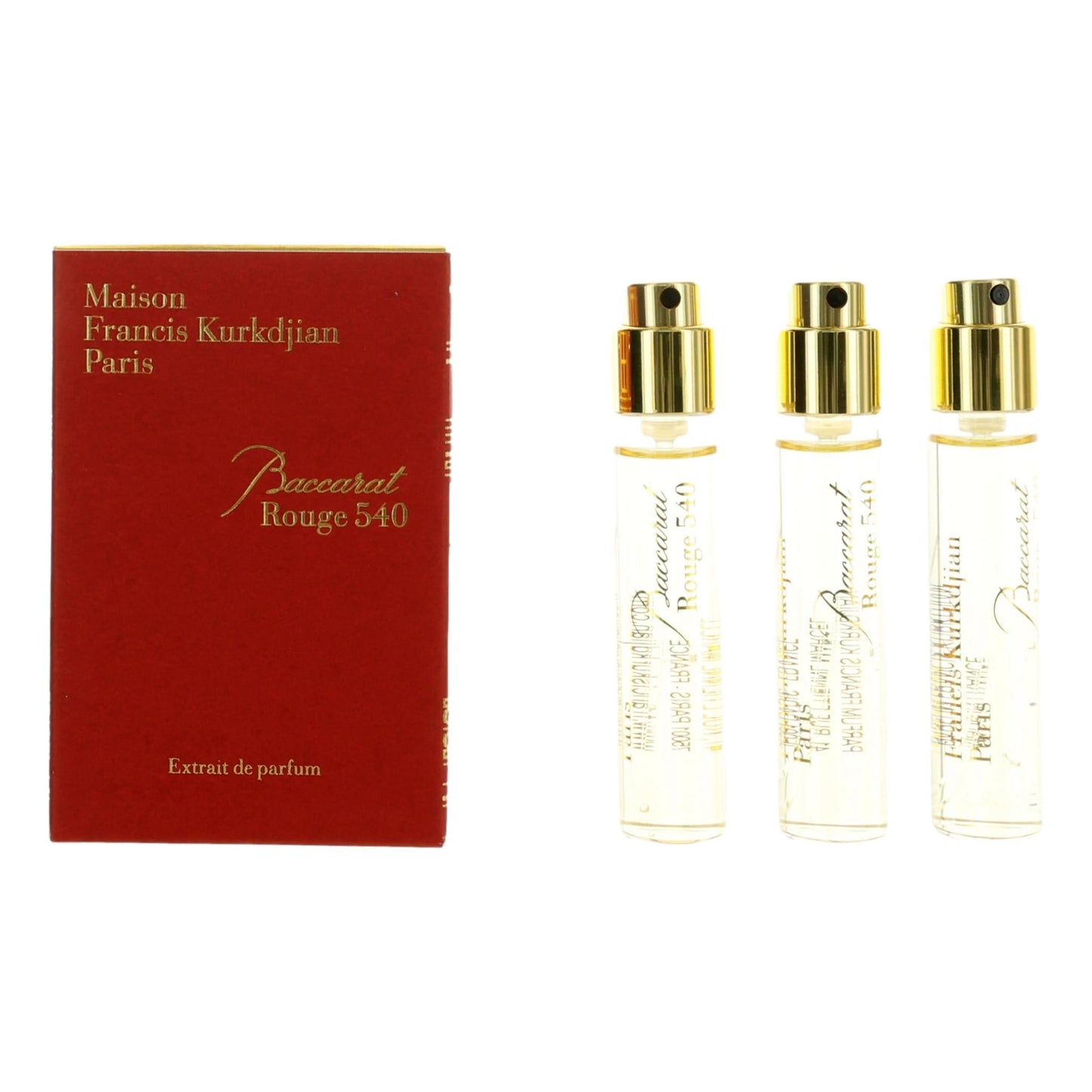 Baccarat Rouge 540, 3 x 0.37oz Extrait de Parfum Spray for Unisex by Maison Francis Kurkdjian