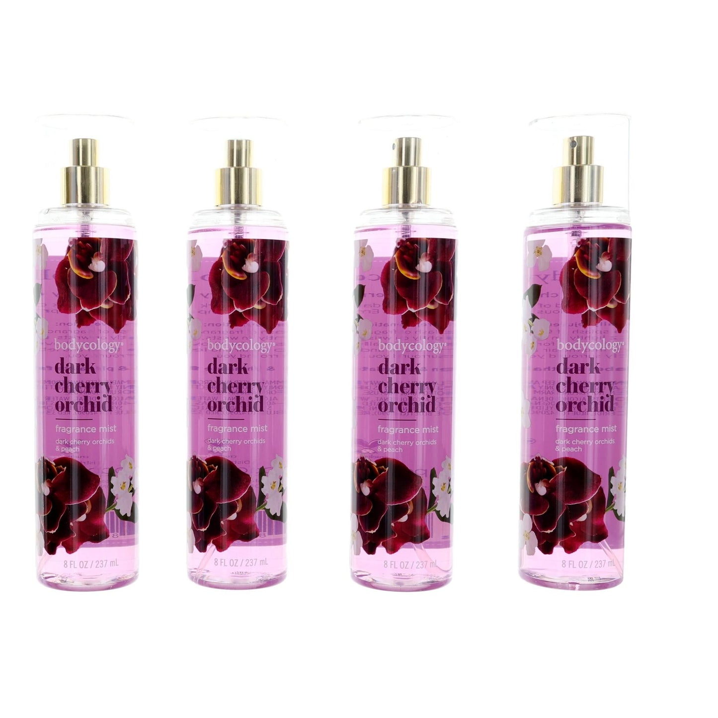 Dark Cherry Orchid by Bodycology, 4 Pack 8 oz Fragrance Mist for Women by Bodycology