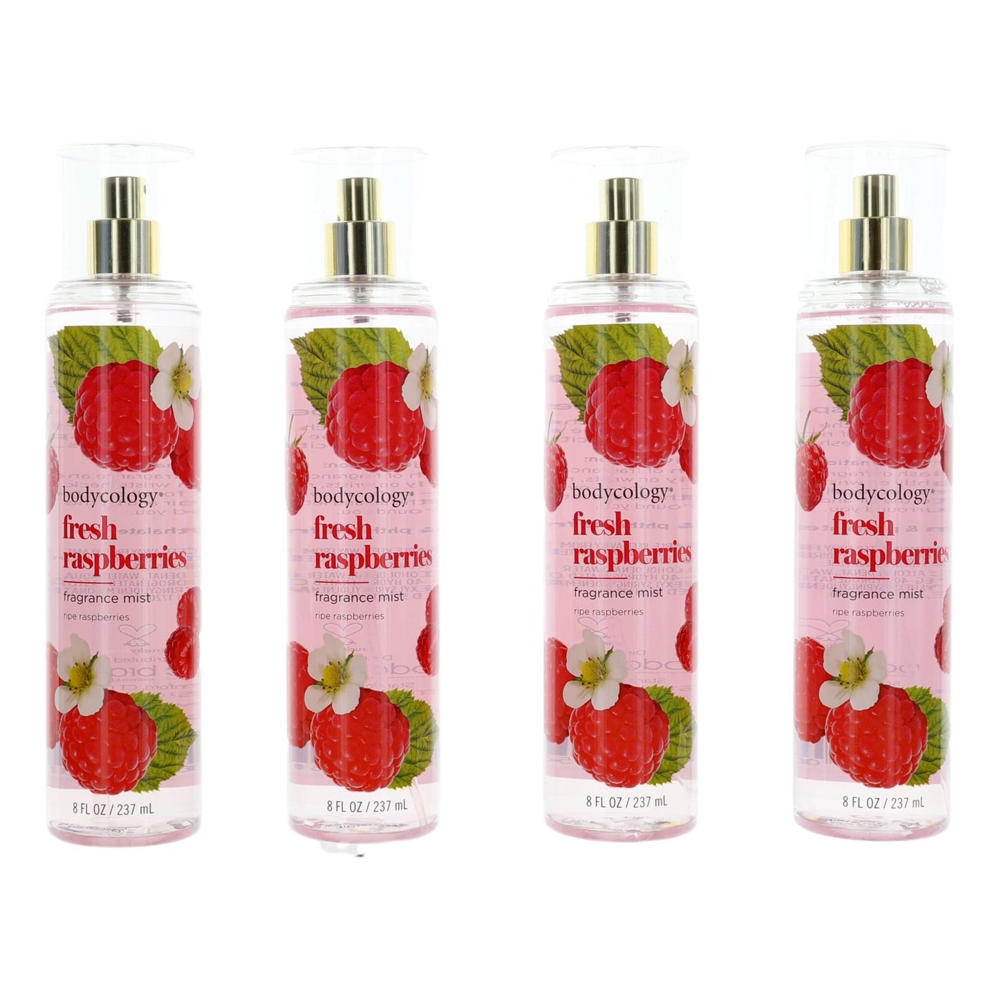 Fresh Raspberries by Bodycology, 4 Pack 8 oz Fragrance Mist for Women by Bodycology