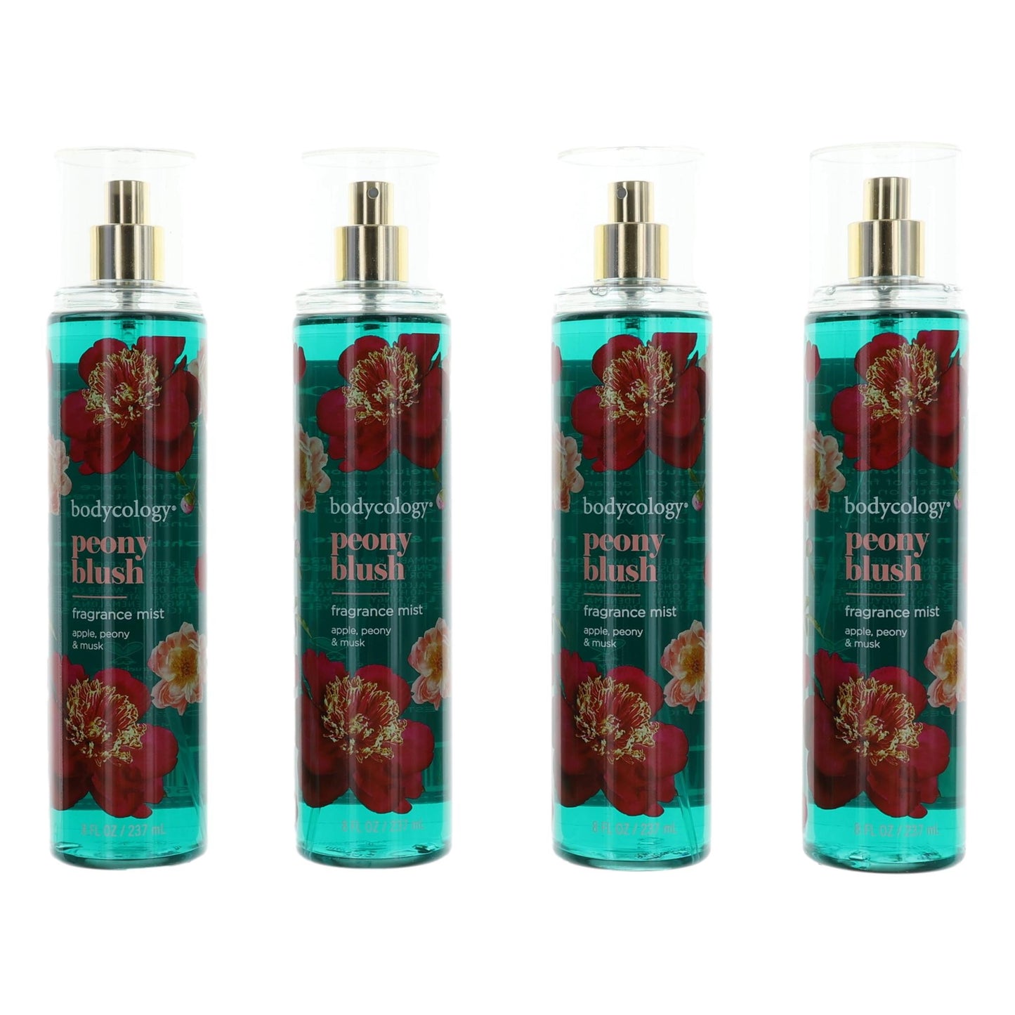 Peony Blush by Bodycology, 4 Pack 8 oz Fragrance Mist for Women by Bodycology