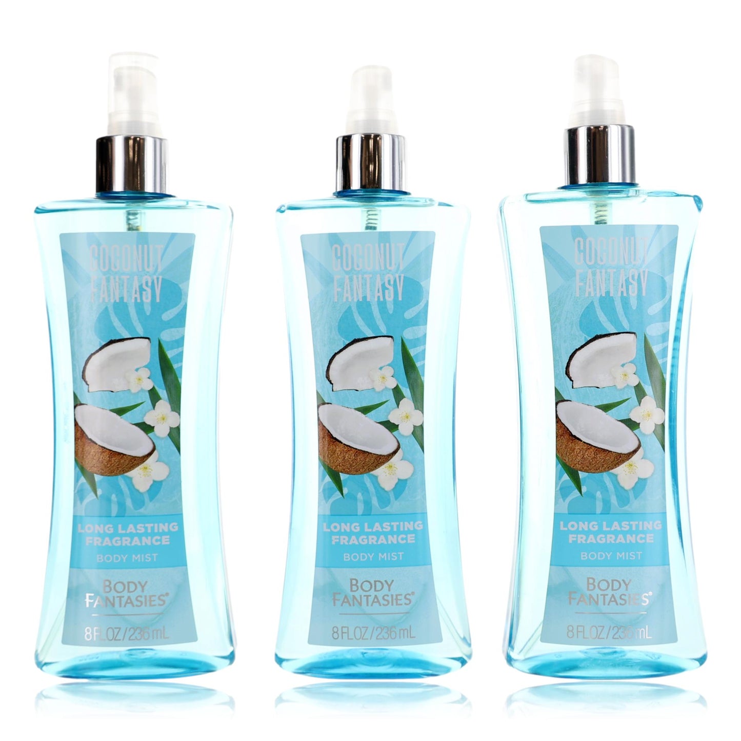 Coconut Fantasy by Body Fantasies, 3 x 8oz Fragrance Body Spray women by Parfums De Coeur