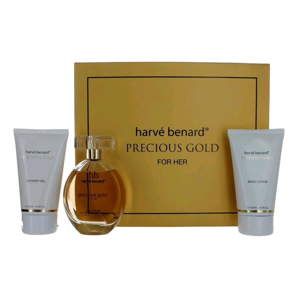 Precious Gold by Harve Bernard, 3 Piece Gift Set for Women by Harve Bernard