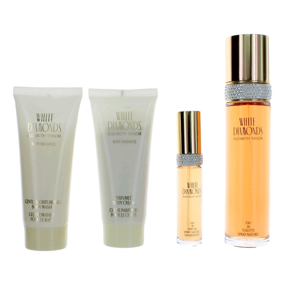 White Diamonds by Elizabeth Taylor, 4 Piece Gift Set women Blue Box by Elizabeth Taylor