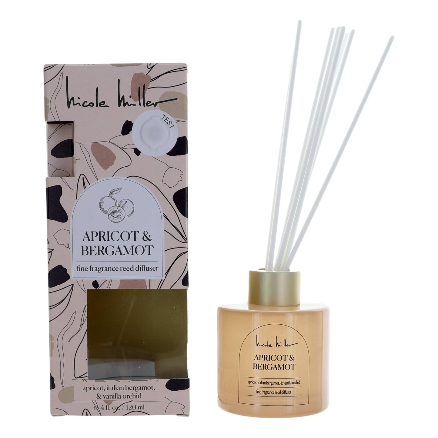 Apricot & Bergamot by Nicole Miller, 4oz Reed Diffuser - Apricot & Bergamot by Nicole Miller