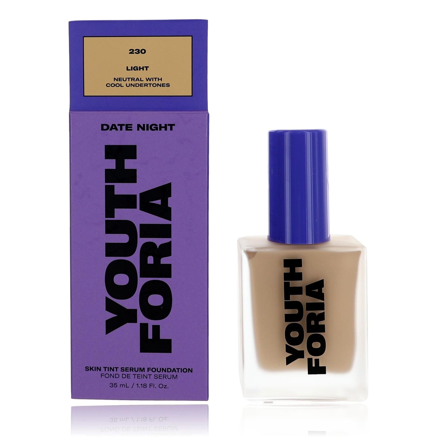 Date Night by Youthforia, 1.18 oz Skin Tint Serum Foundation- 230 Light by Youthforia