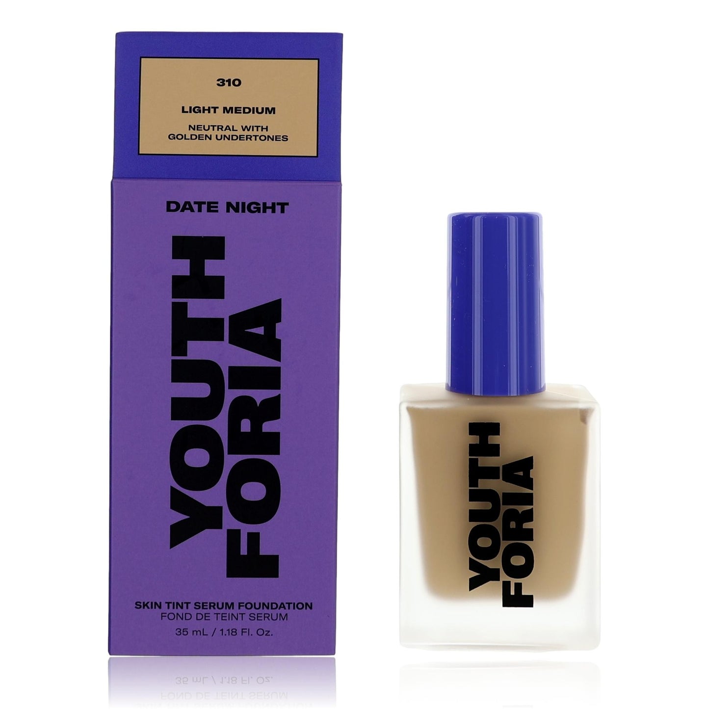 Date Night by Youthforia, 1.18 oz Skin Tint Serum Foundation- 310 Light Medium by Youthforia