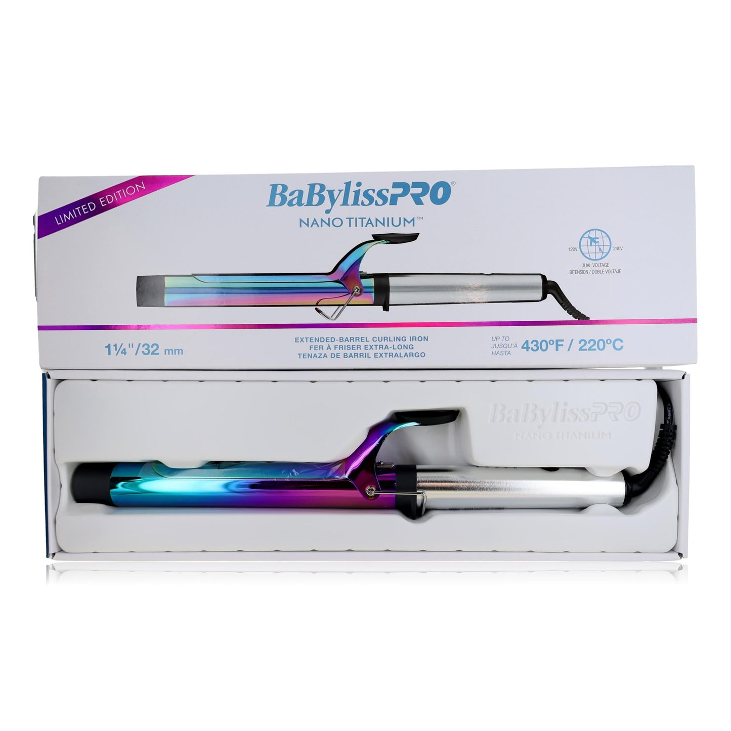 Nano Titanium Extended Barrel Curling Iron by BaBylissPRO, 1 1/4" by BaBylissPRO
