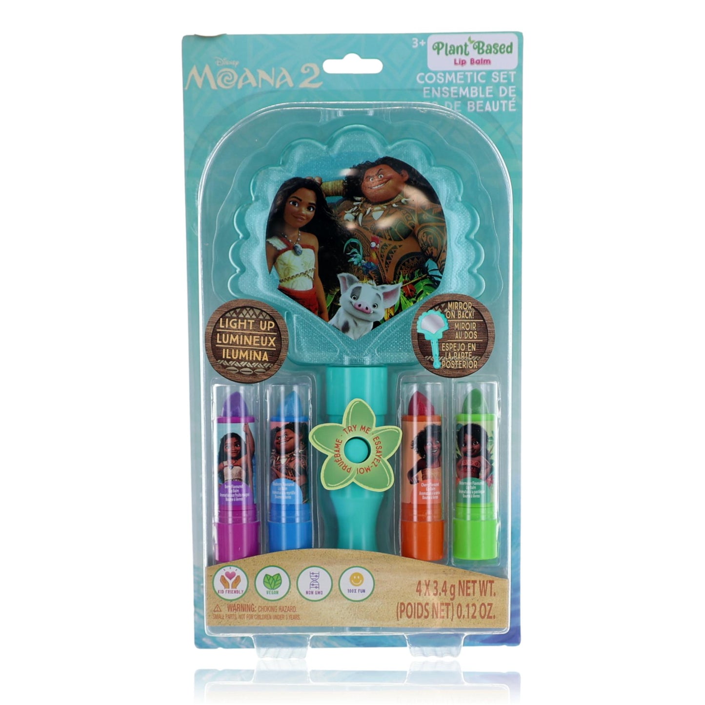 Moana Light Up Mirror & Lip Balms by Disney, 5 Piece Cosmetic Set for Kids by Disney