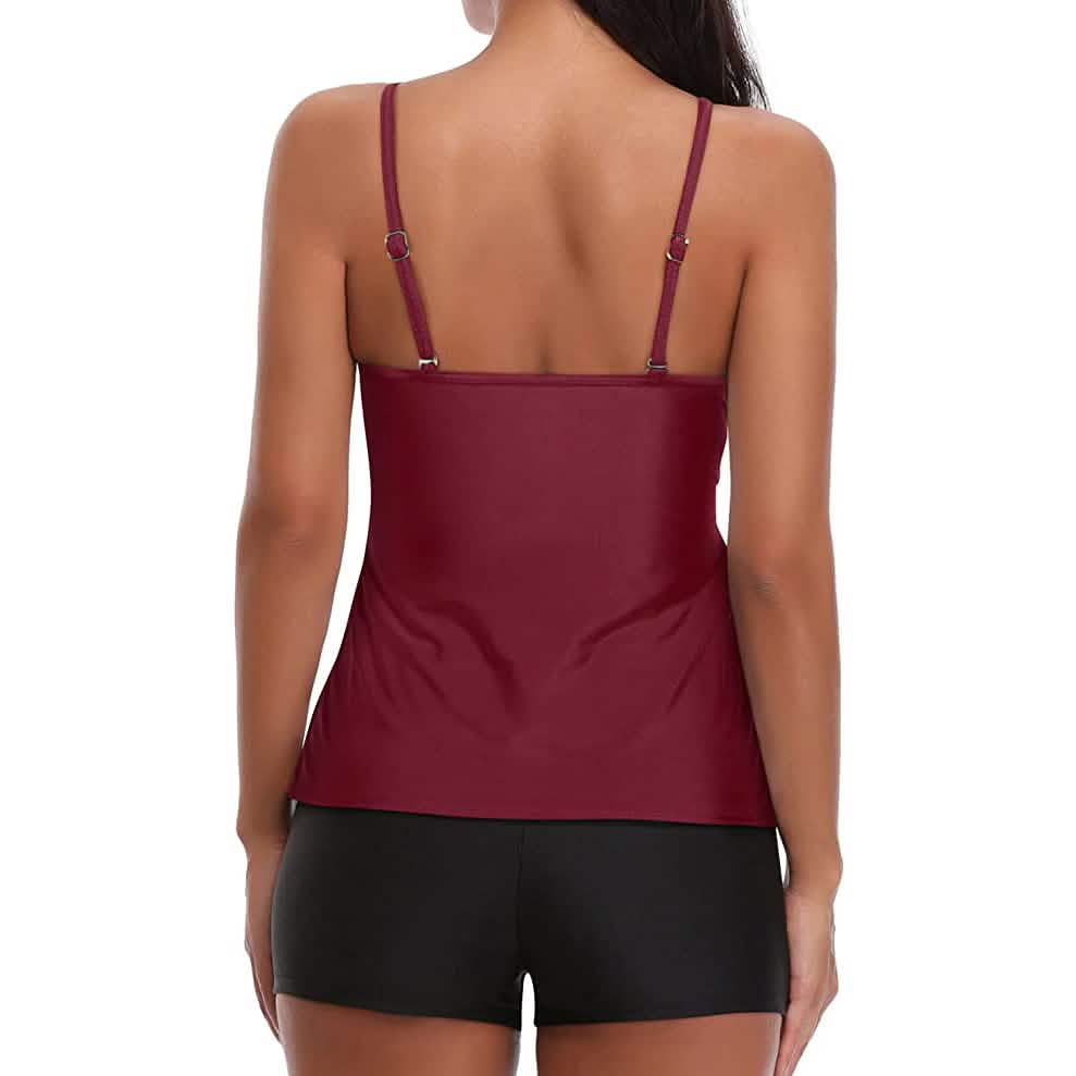 Ruffle Tankini Two-Piece Swimsuit | Tummy Control High-Waist Boyshort Set