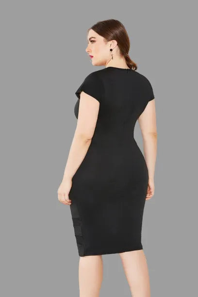 Robe Midi Détail Maille de Grande Taille