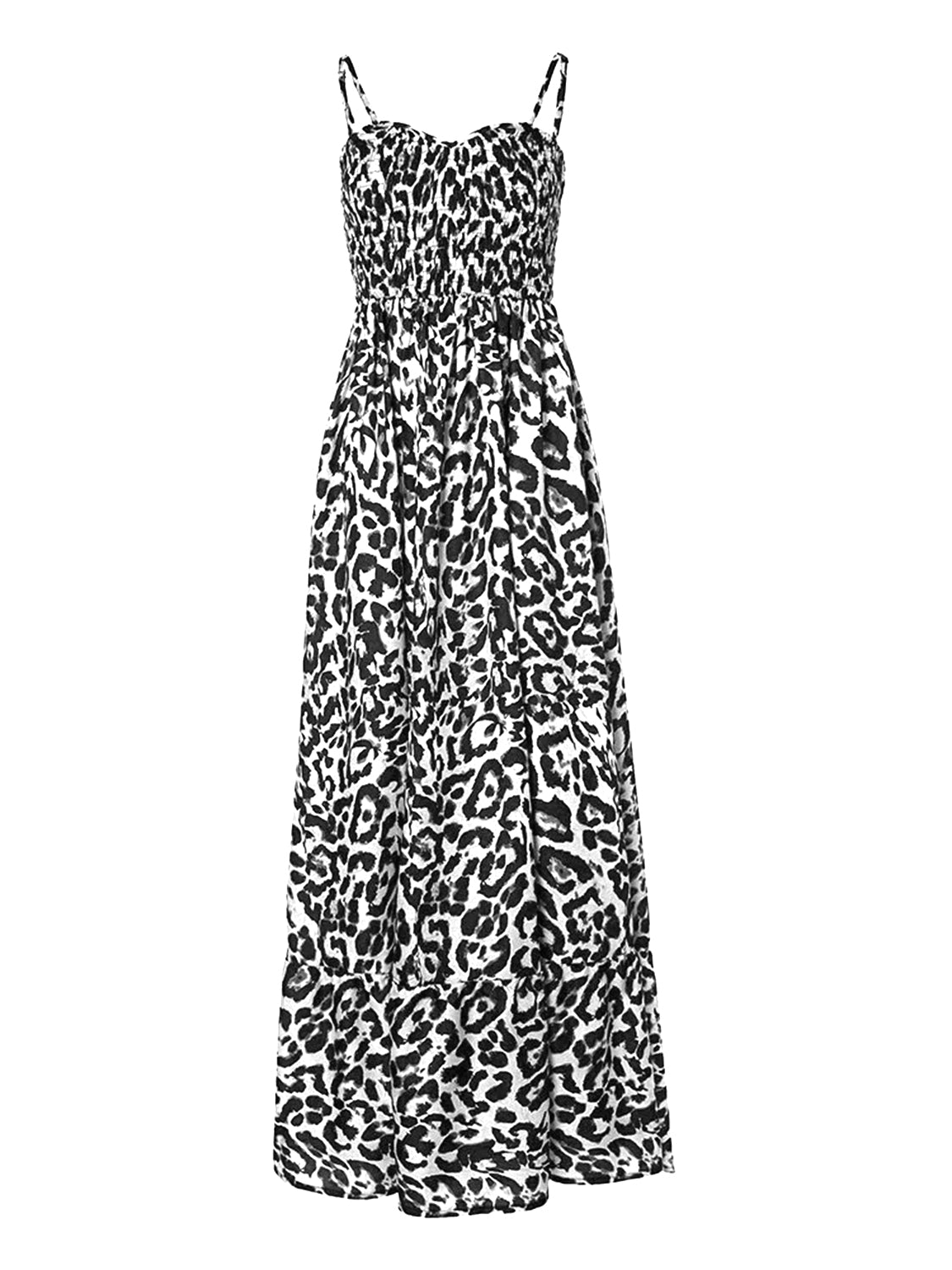 Women's Leopard Sweetheart Neck Cami Maxi Dress