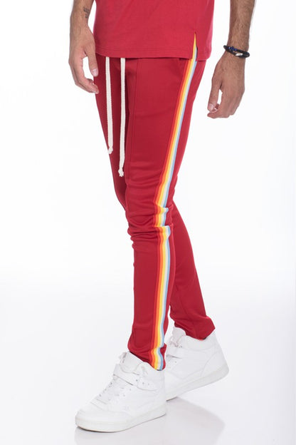 Men's Rainbow Tape Track Pants Red 2XL