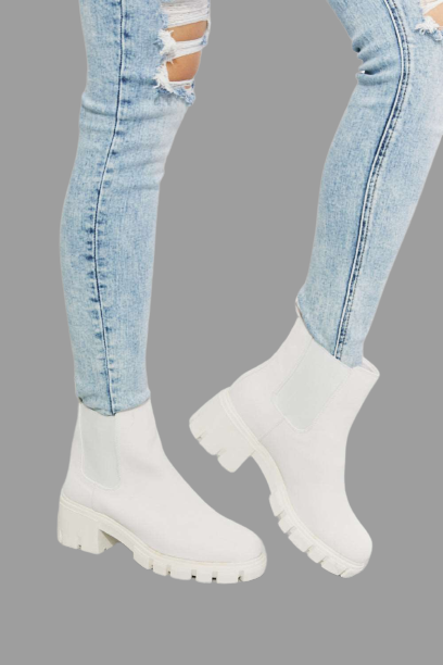 MMShoes -Botas Chelsea Work For It con suela mate para mujer en blanco