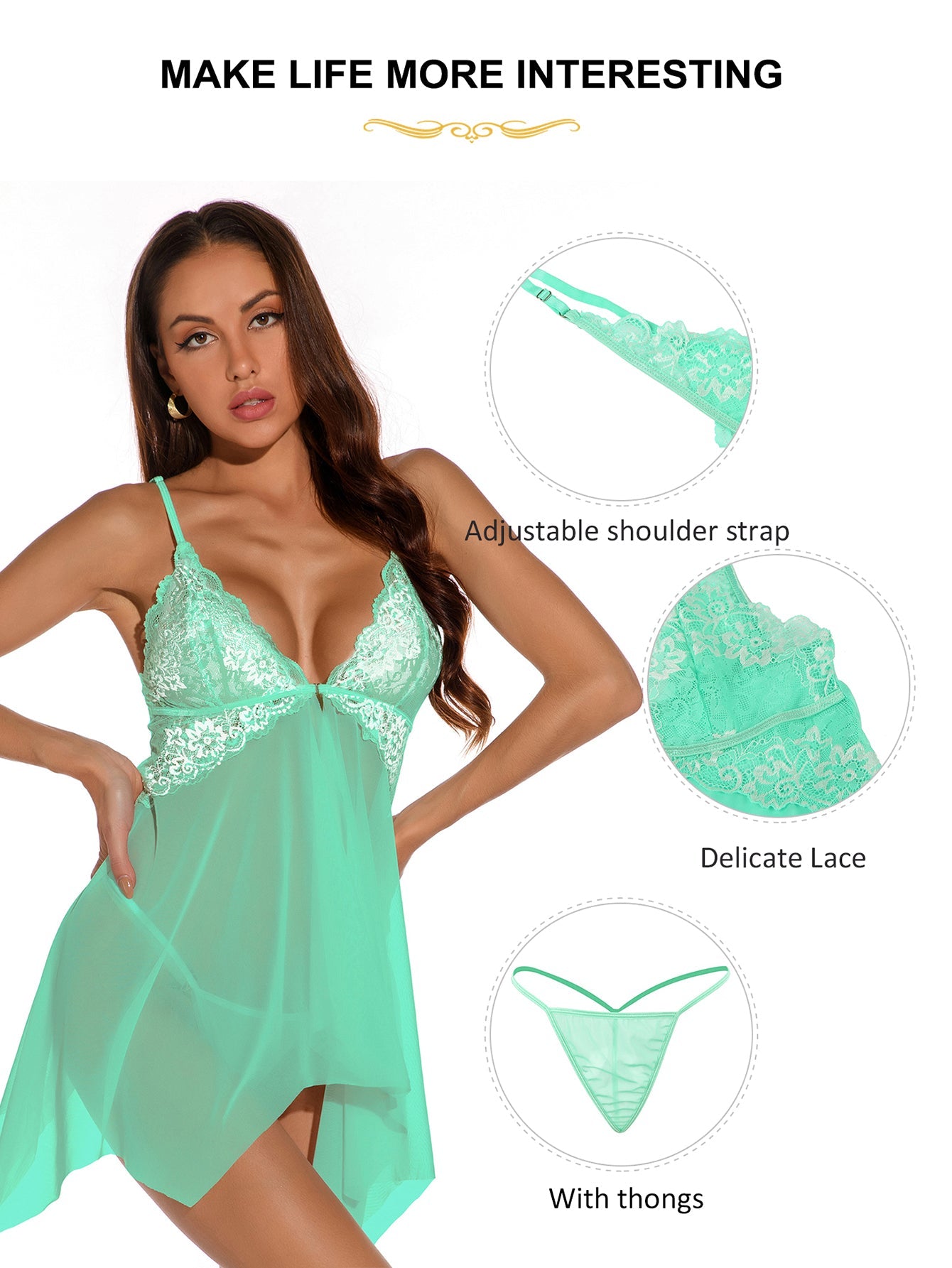 Flyaway Lace Cup Babydoll Set | Sheer Mesh