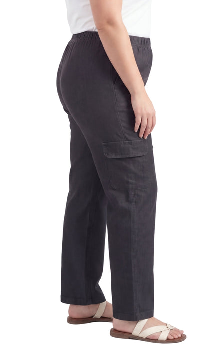 Women's Lightweight Elastic Stretch Waist Casual Denim Pull-on Cargo Pants
