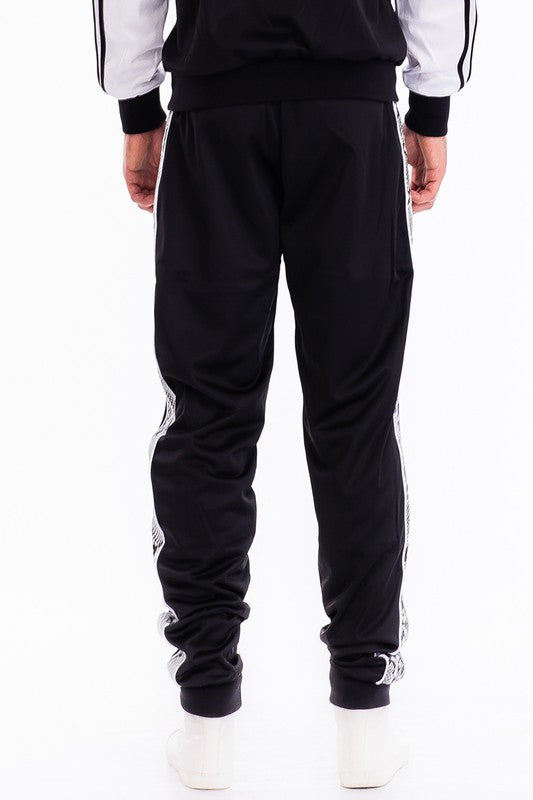 Men's Snake Side Print Track Jogger Pants – Black Black 2XL