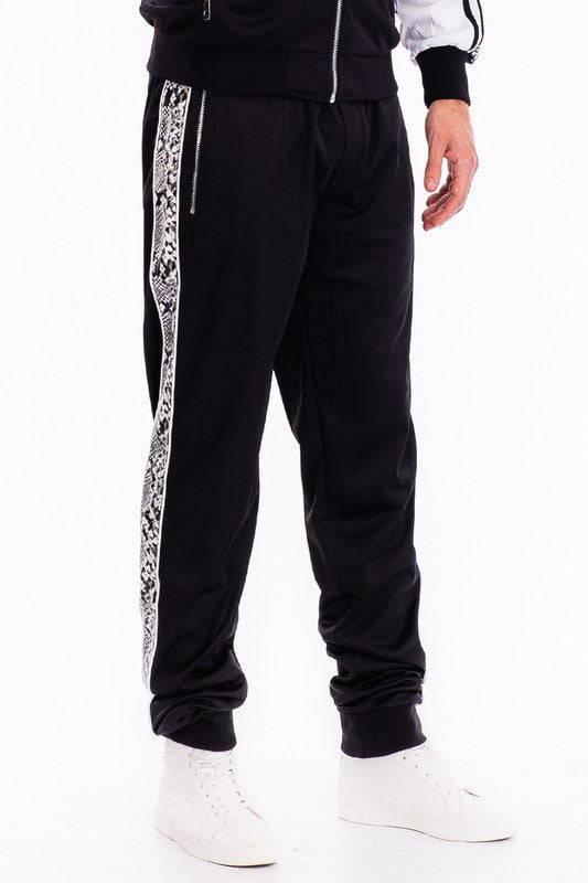 Men's Snake Side Print Track Jogger Pants – Black Black L
