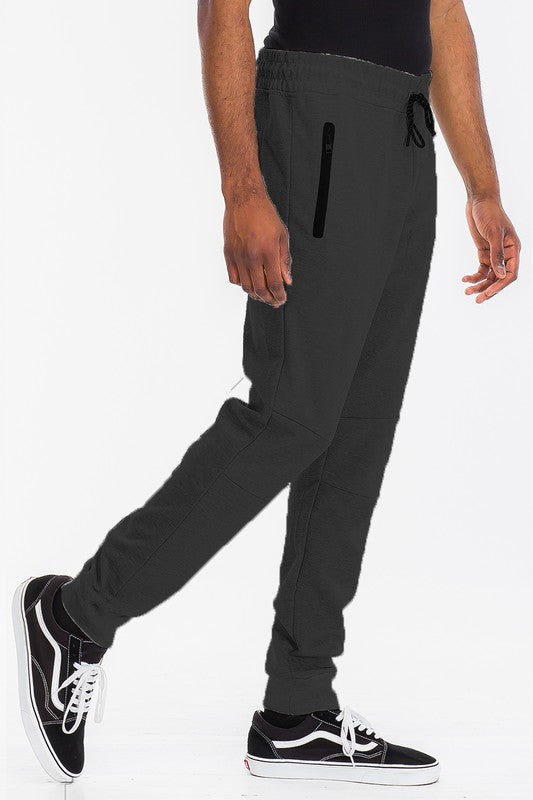 Weiv Men's Solid Heathered Jogger Pants Black