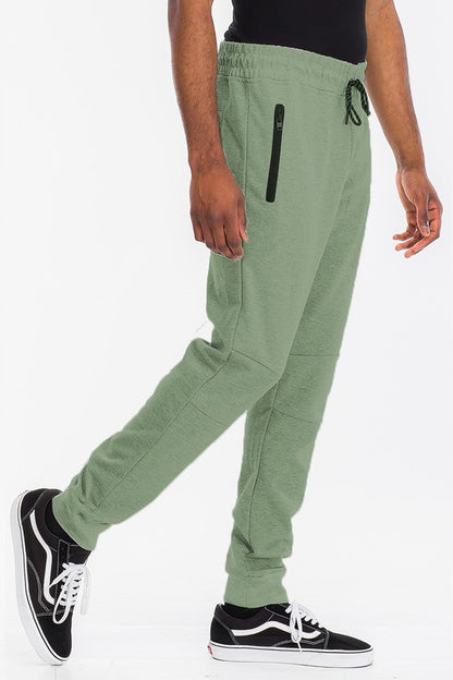 Weiv Men's Solid Heathered Jogger Pants Olive
