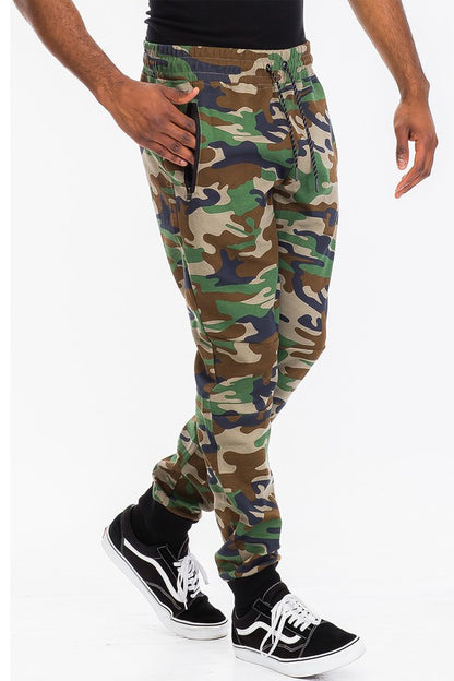 Weiv Men's Solid Heathered Jogger Pants Green Camouflage