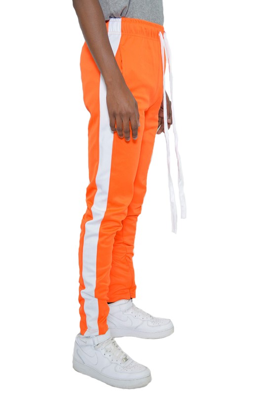 Men's Single Stripe Track Pants Orange White