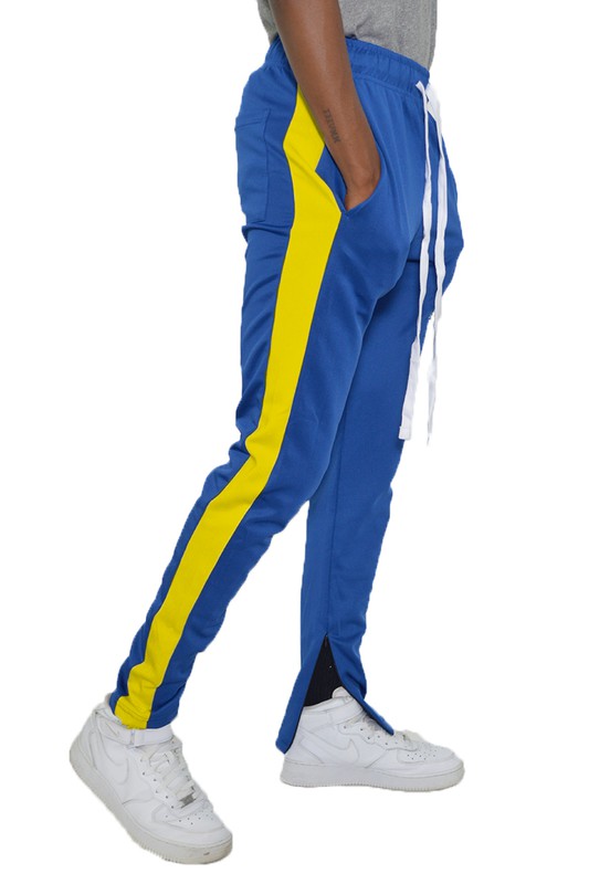Men's Single Stripe Track Pants Royal Yellow