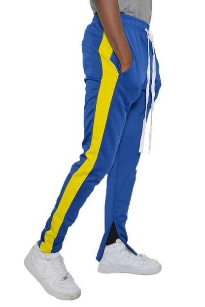 Men's Single Stripe Track Pants Royal Yellow