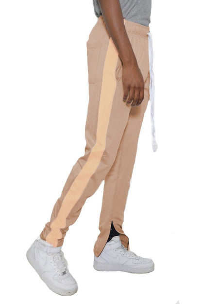 Men's Single Stripe Track Pants Sand Cream