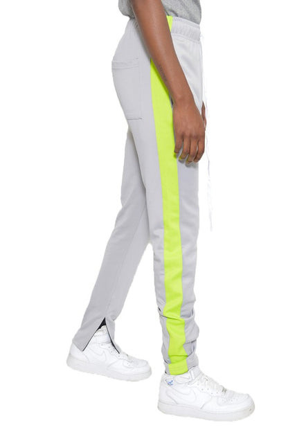 Men's Single Stripe Track Pants Grey Lime