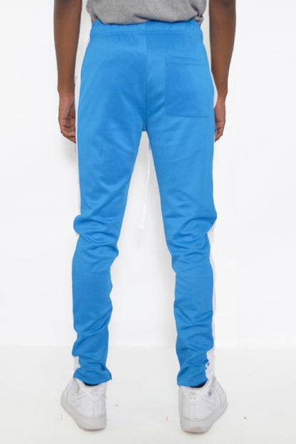 Slim Fit Single Stripe Track Pant – Aqua White