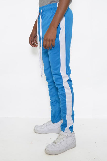 Slim Fit Single Stripe Track Pant – Aqua White