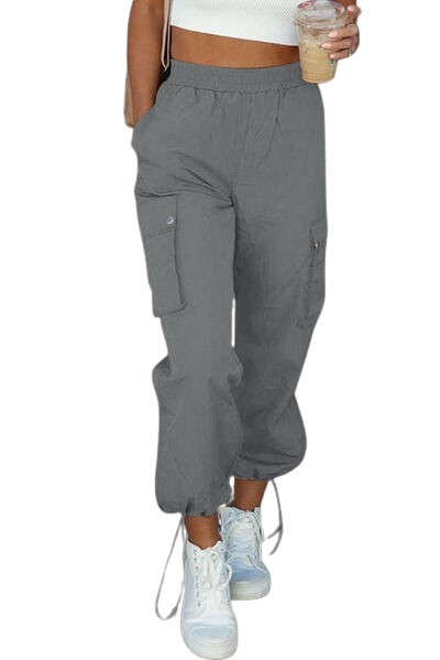 Women's Drawstring Elastic Waist Pants with Pockets