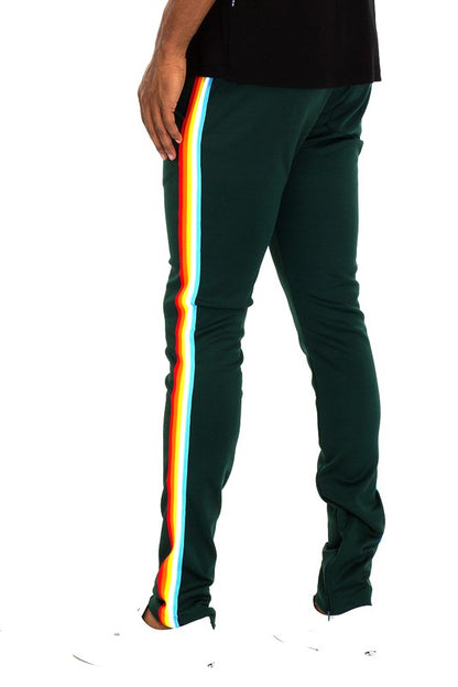Men's Rainbow Tape Track Pants Green