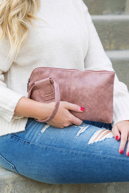 Vegan Leather Wristlet Mini Clutch