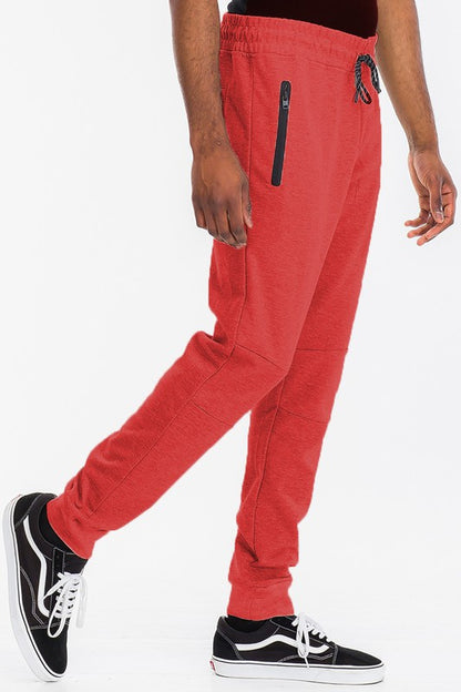 Weiv Men's Solid Heathered Jogger Pants Red