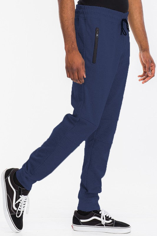 Weiv Men's Solid Heathered Jogger Pants Navy