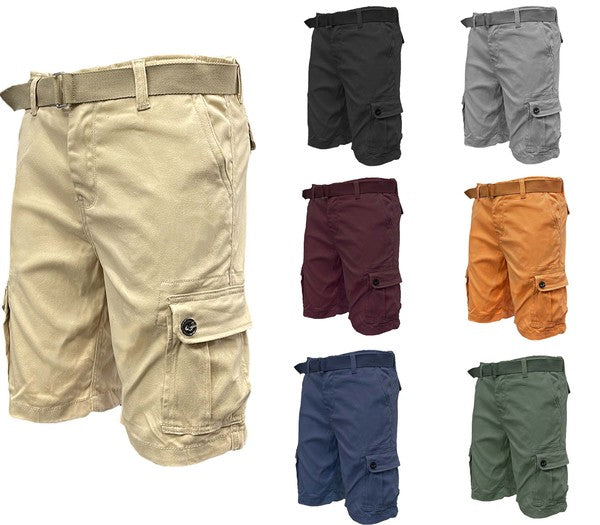 Weiv Men's Belted Cargo Shorts