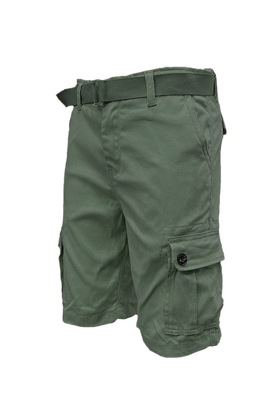 Weiv Men's Belted Cargo Shorts Olive