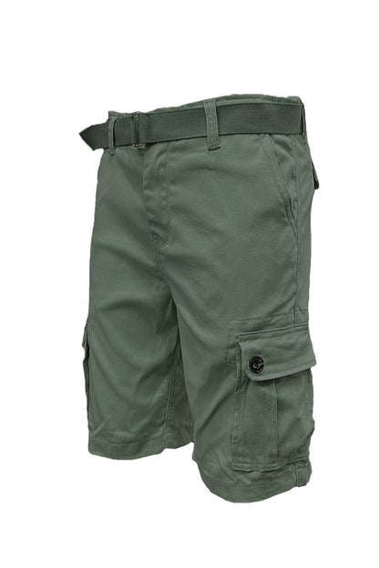 Weiv Men's Belted Cargo Shorts Olive