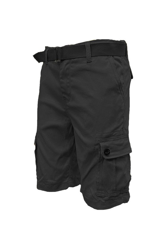 Weiv Men's Belted Cargo Shorts Black