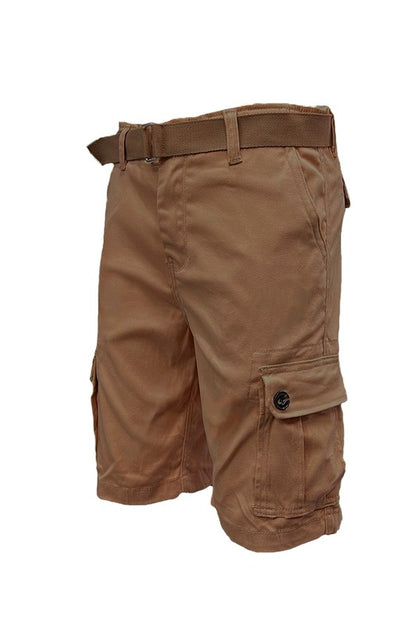 Weiv Men's Belted Cargo Shorts Mocha