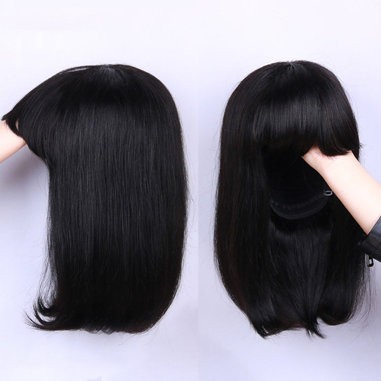 Unprocessed Brazilian Hair Wig – 10 Inch, Natural Black, Adjustable Cap