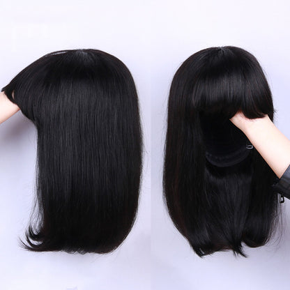 Unprocessed Brazilian Hair Wig – 10 Inch, Natural Black, Adjustable Cap