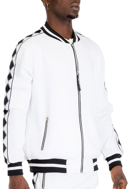 Men's Diamond Tape Tracksuit Set – Premium Full Zip Streetwear Set